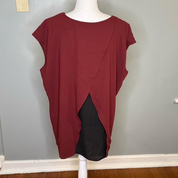 Ann Taylor Split Back Sleeveless Top Merlot Size XL Oversized NWT Office - Picture 6 of 11